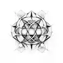 metatron cube, latim phrase tattoo design idea