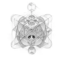 metatron cube, latim phrase tattoo design idea