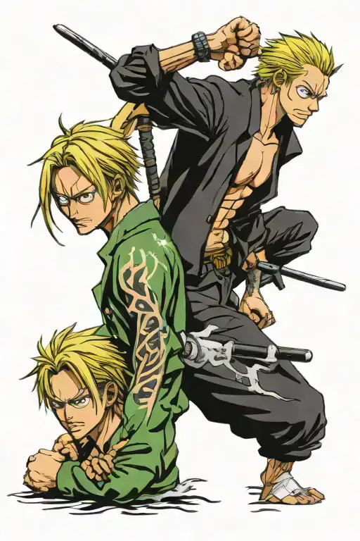 One piece sanji and zoro tattoo design idea