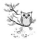  owl in cherry tree tattoo design idea
