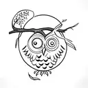  owl in cherry tree tattoo design idea