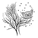  owl in cherry tree tattoo design idea