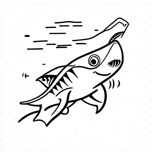 shark with banana hat  tattoo design idea