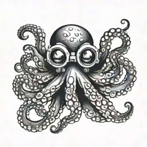 octopus wearing scuba goggles  tattoo design idea