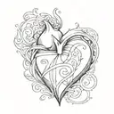 heart with letter N tattoo design idea