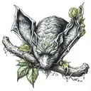 sleeping bat wrapped in poison ivy  tattoo design idea