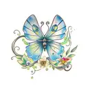 Butterfly with flower vine  tattoo design idea