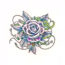 Butterfly with flower vine  tattoo design idea