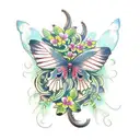 Butterfly with flower vine  tattoo design idea