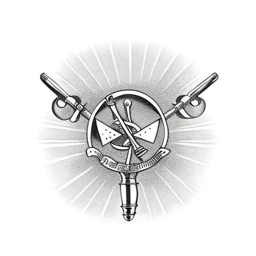 ball peen hammer and straight razor made to look like the traditional communist hammer and sickle traditional flash tattoo design idea