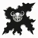 Galactic octopus battling a futuristic spaceship tattoo design idea