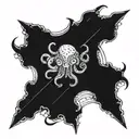 Galactic octopus battling a futuristic spaceship tattoo design idea