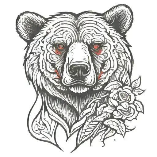 bear with a red eyes tattoo design idea