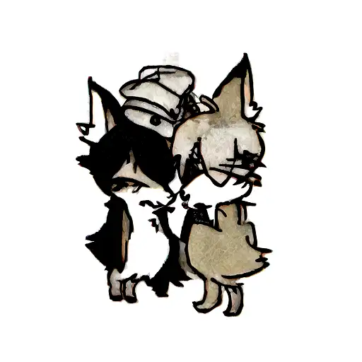 a fox and a deer skull tattoo design idea