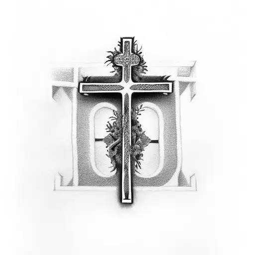 Catholic cross shaped like the letter J tattoo design idea