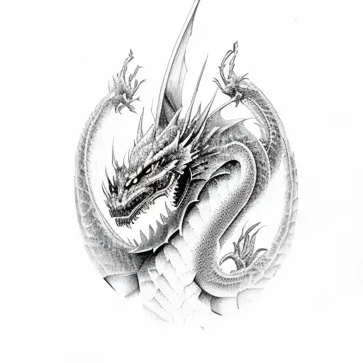 brush stroke dragon tattoo design idea