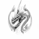 brush stroke dragon tattoo design idea