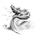 brush stroke dragon tattoo design idea