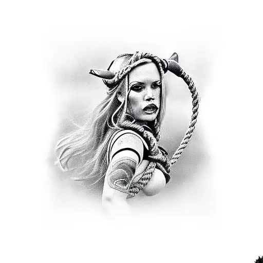 sexy viking women shibari rope tattoo design idea