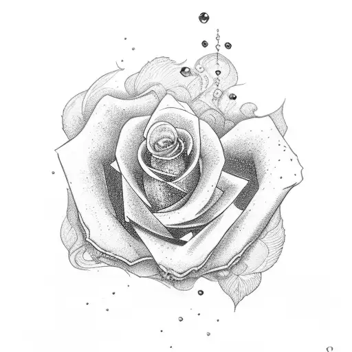 ruby stone with single rose tattoo design idea