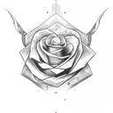 ruby stone with single rose tattoo design idea