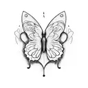 An open book with butterfly wings emerging from the pages, surrounded by music notes tattoo design idea