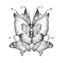 An open book with butterfly wings emerging from the pages, surrounded by music notes tattoo design idea