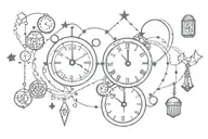 clock timer heart chain stars dice cards scarabs tattoo design idea