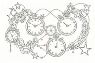 clock timer heart chain stars dice cards scarabs tattoo design idea