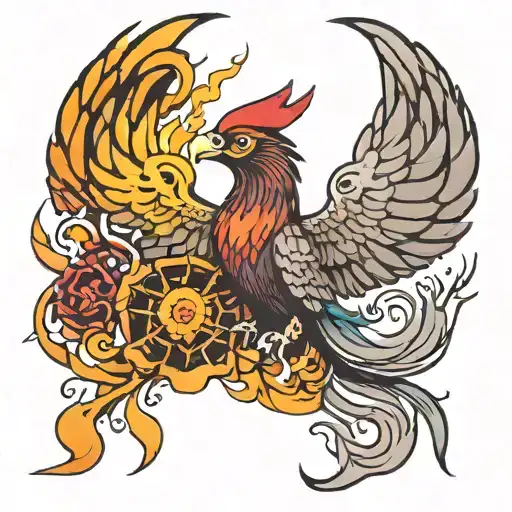 sobriety phoenix rising tattoo design idea