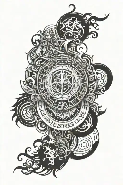 stoic virtues enscribed tattoo design idea