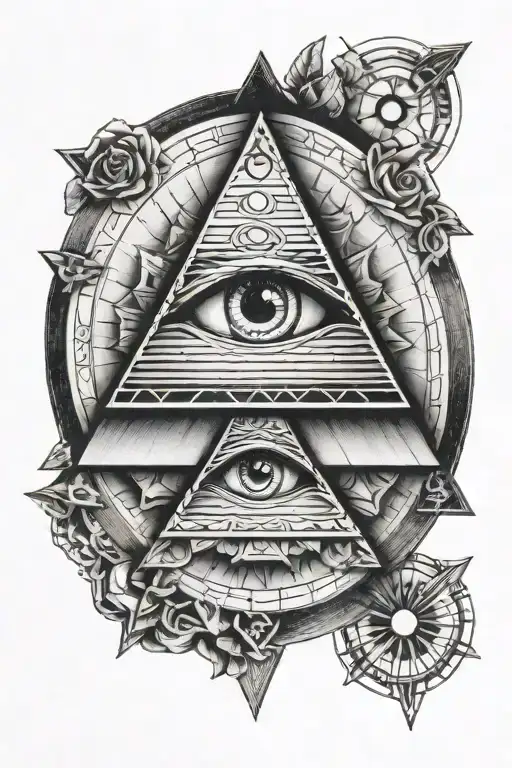 all seeing eye in a pyramid tattoo design idea