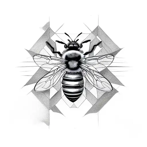 queen bee with hive tattoo design idea