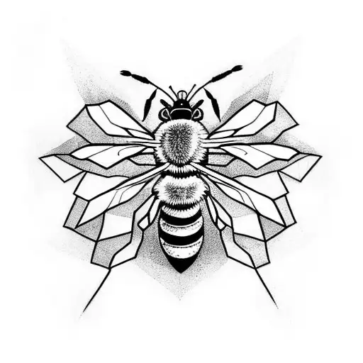 queen bee with hive tattoo design idea