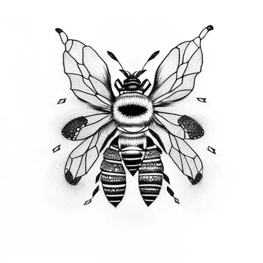 queen bee with hive tattoo design idea