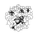 queen bee with hive tattoo design idea