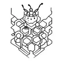 queen bee with hive tattoo design idea