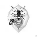 queen bee with hive tattoo design idea