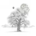 willow tree and moon tattoo design idea