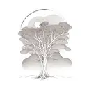 willow tree and moon tattoo design idea