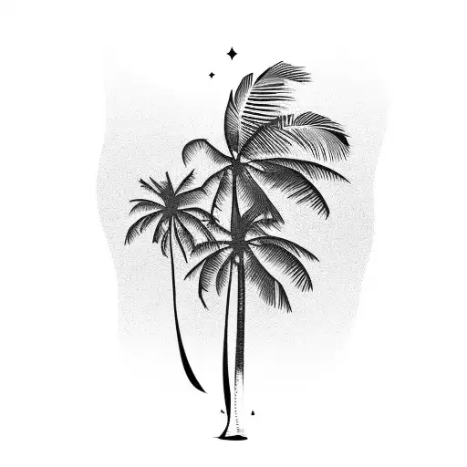 Tall palm tree tattoo design idea