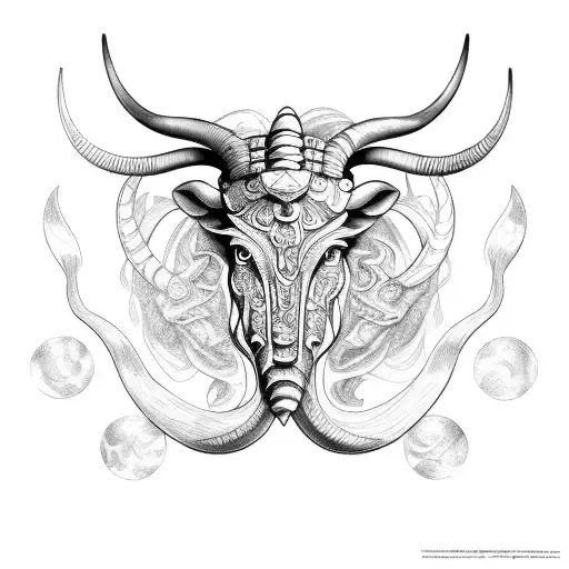 Taurus horns blended with Gemini twins blended with Scorpio tail tattoo design idea