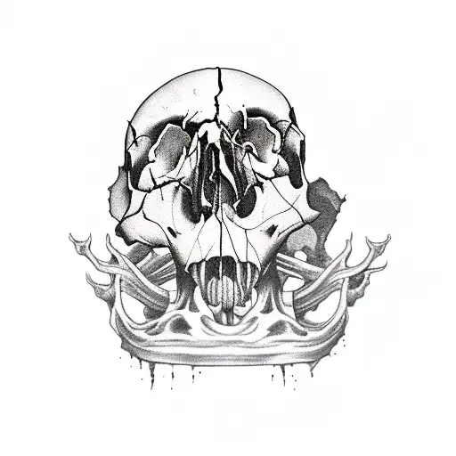 decaying person skull rotting  tattoo design idea