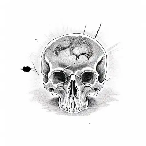 decaying person skull rotting  tattoo design idea