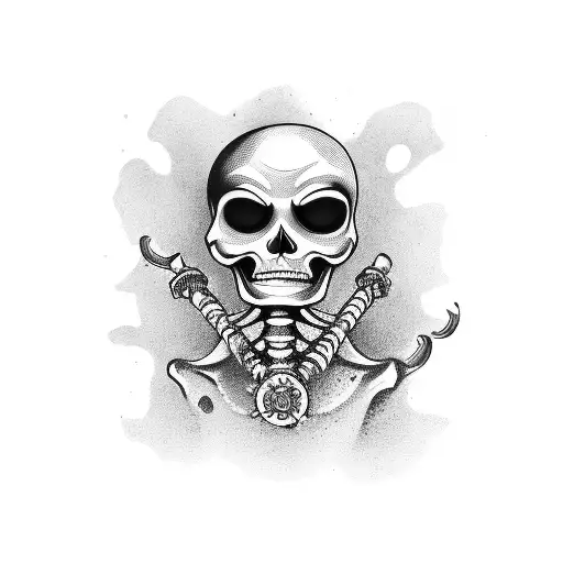 married skeletons with rum bottles tattoo design idea