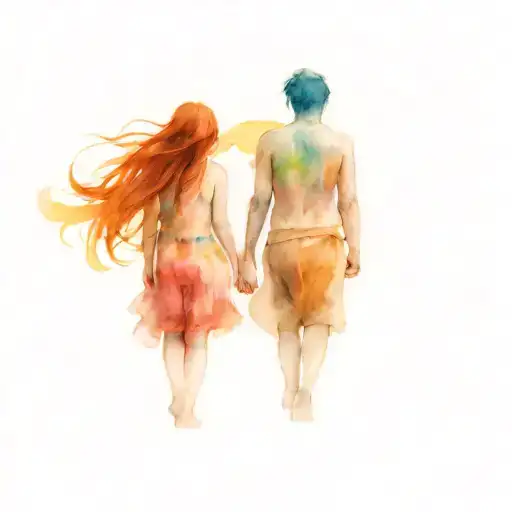 my daughter and i walking away she is ginger and 3 tattoo design idea