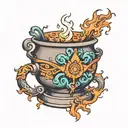 cauldron cup tattoo design idea