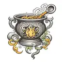 cauldron cup tattoo design idea
