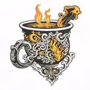 cauldron cup tattoo design idea