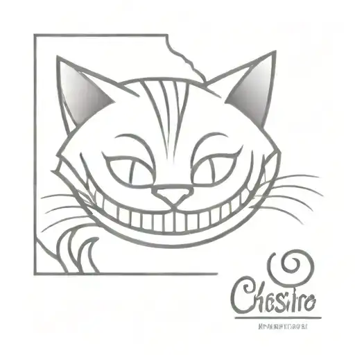 cheshire cat smile wide composition tattoo design idea